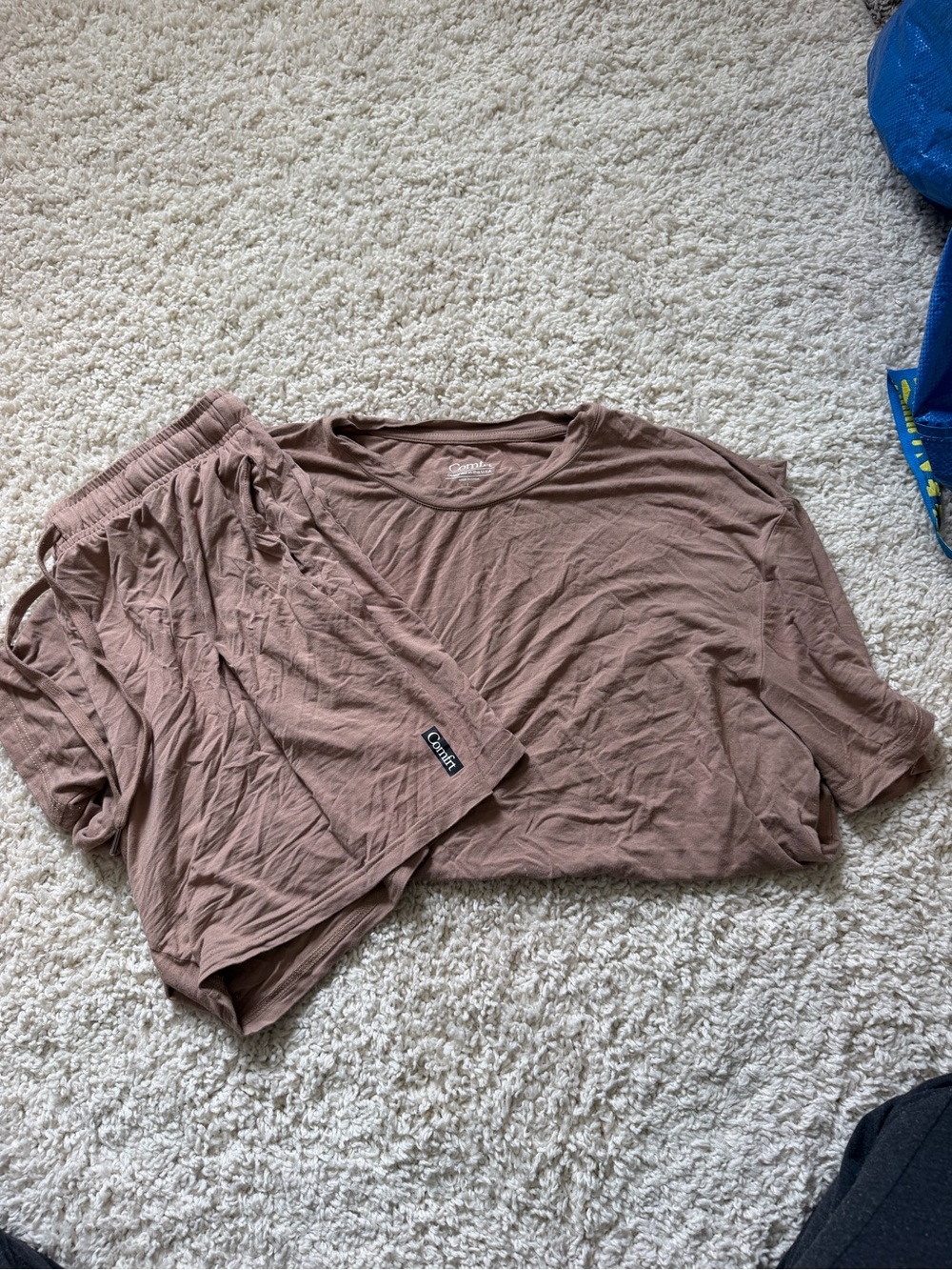 Comfrt Women's Dusty Mauve Short Sleeve Top & Elastic Waist Shorts Sleep Set